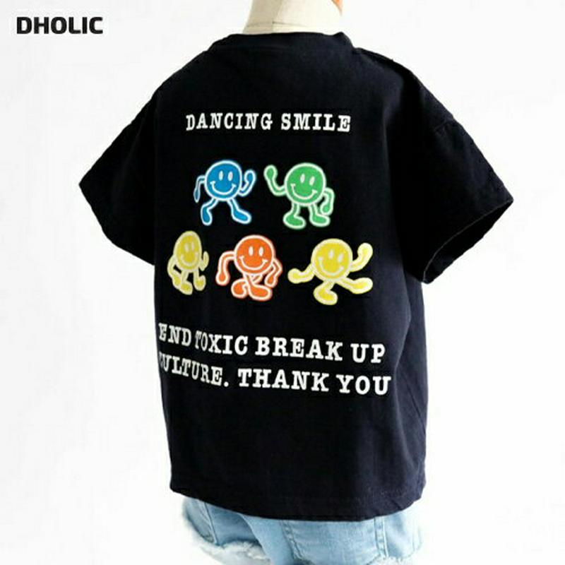 DANCINGスマイルTシャツ・u04231・キッズ 【3~8才】【tops】【韓国 ファッション トップス Tシャツ カットソ
