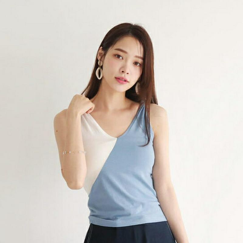 ノット配色スリーブレス・全3色・t62988 レディース【tops】【韓国 ファッション トップス スリーブレス ノースリーブ 