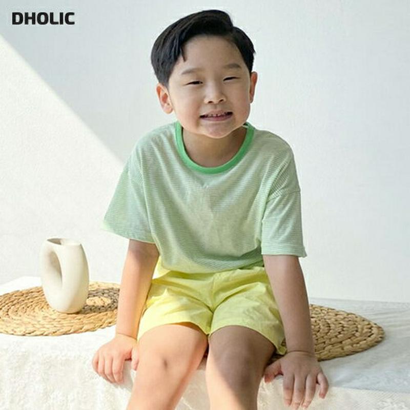 コントラストネックボーダーTシャツ・u04214・キッズ 【3~8才】【tops】【韓国 ファッション トップス Tシャツ カッ