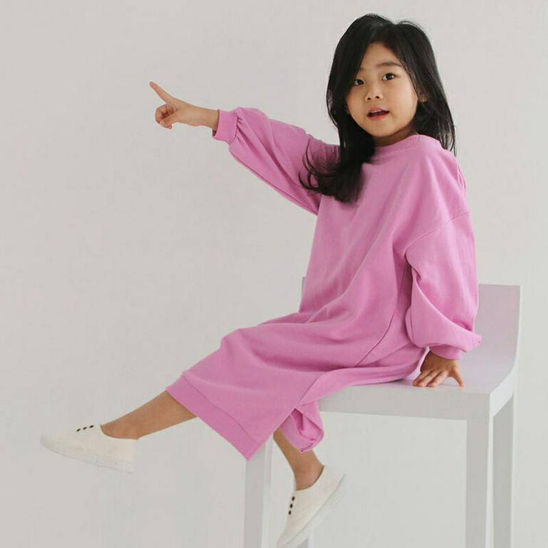 スリットヘムスウェットワンピース・u159737 キッズ【3~8才】【ops】【ワンピース ロングワンピース 長袖 スウェット 