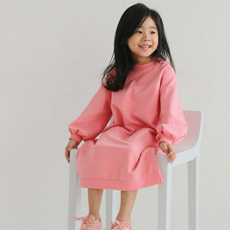 スリットヘムスウェットワンピース・u159737 キッズ【3~8才】【ops】【ワンピース ロングワンピース 長袖 スウェット 