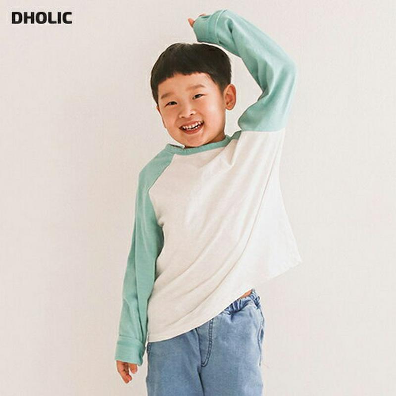 配色ラグラン長袖Tシャツ・u04136 キッズ【3~8才】【tops】【トップス Tシャツ ロンT ラグラン 配色 カジュアル 