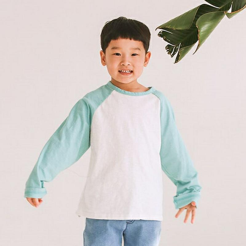 配色ラグラン長袖Tシャツ・u04136 キッズ【3~8才】【tops】【トップス Tシャツ ロンT ラグラン 配色 カジュアル 