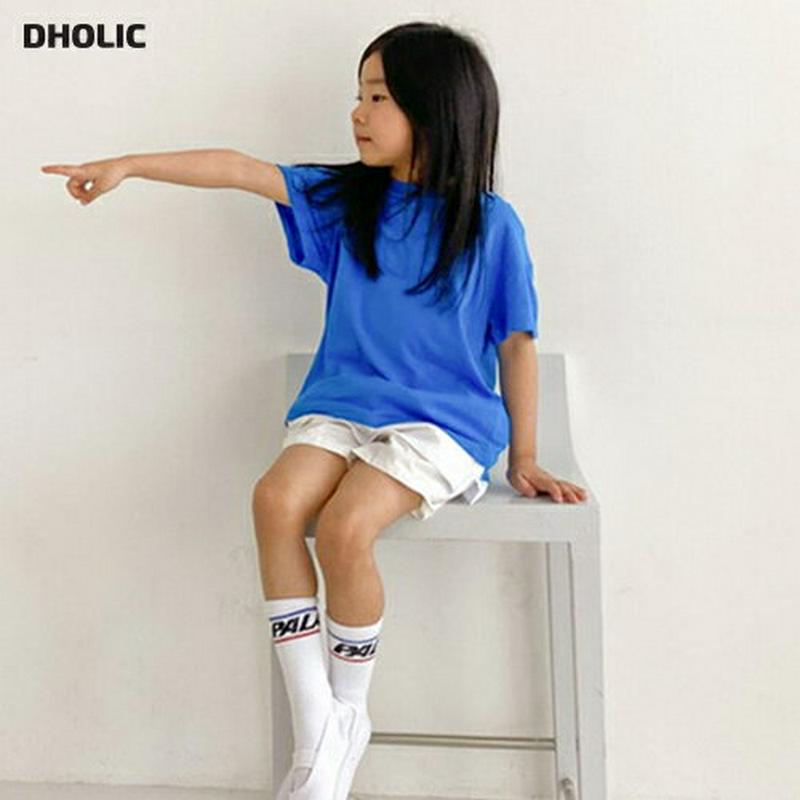 配色ヘムTシャツ・u04176 キッズ【3~8才】【tops】【トップス Tシャツ 半袖　ハーフスリーブ 単色　無地 シンプル 