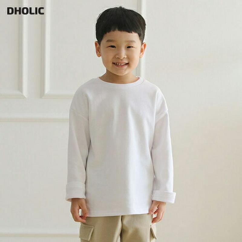 クルーネック長袖Tシャツ・u04204 キッズ【3~8才】【tops】【トップス Tシャツ ロンT 長袖 無地 無地T 単色 ク