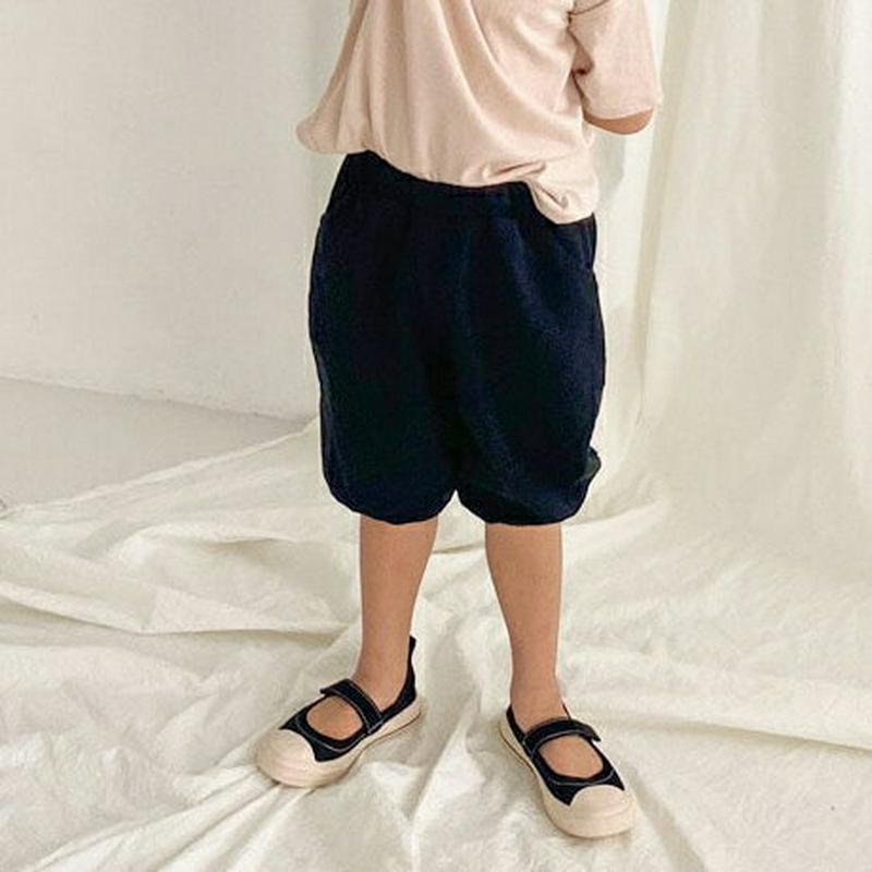コットン6分丈パンツ・u04144 キッズ【3~8才】【pt】【パンツ ズボン 半端丈 単色 無地 シンプル カジュアル コット