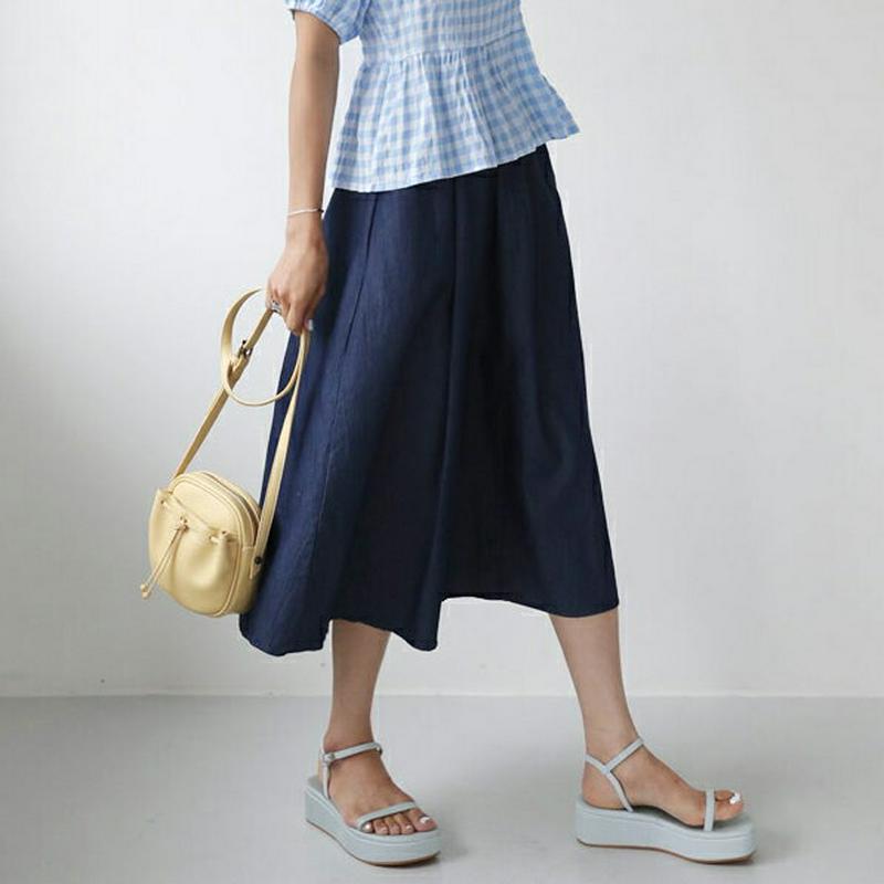 【新作10%OFF】ポケットデニムフレアスカート・全2色・b56048 レディース【sk】【韓国 ファッション スカート ロング