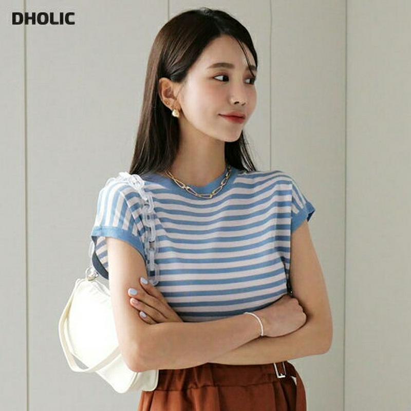 【新作10%OFF】フレンチスリーブボーダーニット・全3色・b56021 レディース【tops】【韓国 ファッション トップス 