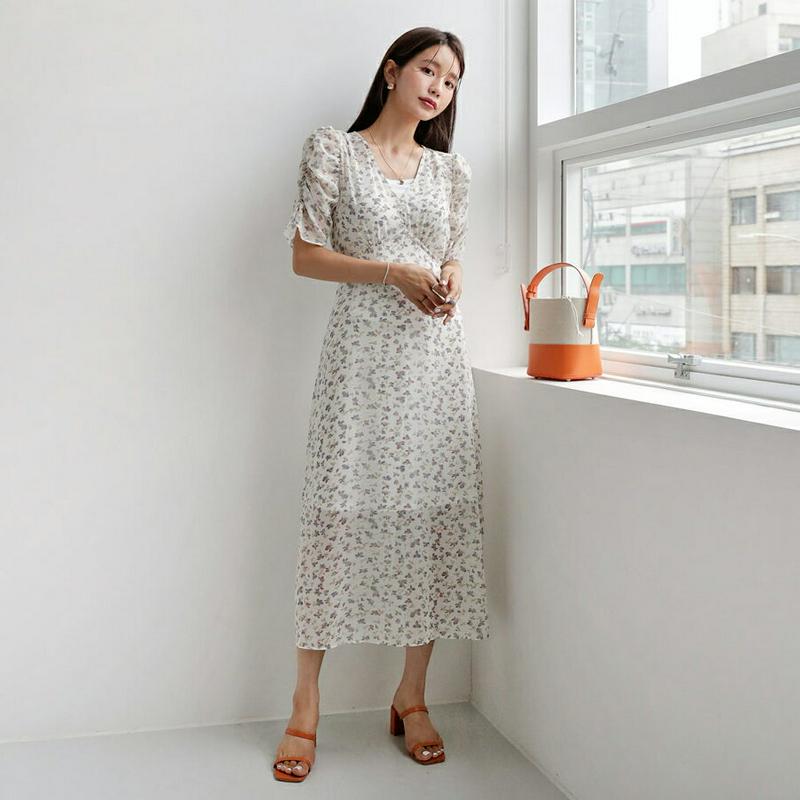 【新作10%OFF】Vネックフローラルワンピース・全2色・t56039 レディース【ops】【韓国 ファッション ワンピース ロ