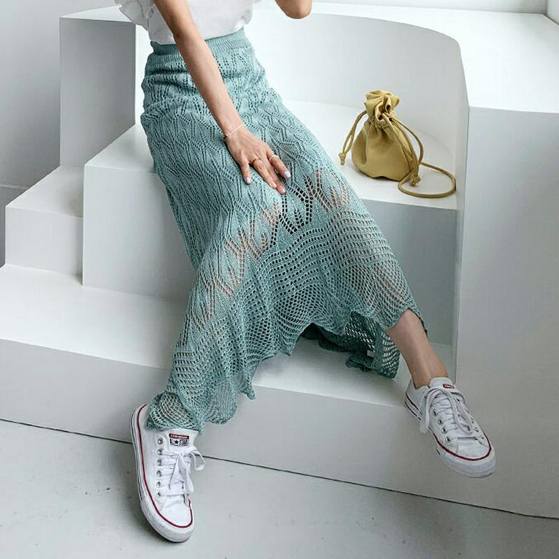 【新作10%OFF】パンチングニットスカート・全3色・b56050 レディース【sk】【韓国 ファッション スカート ロングスカ