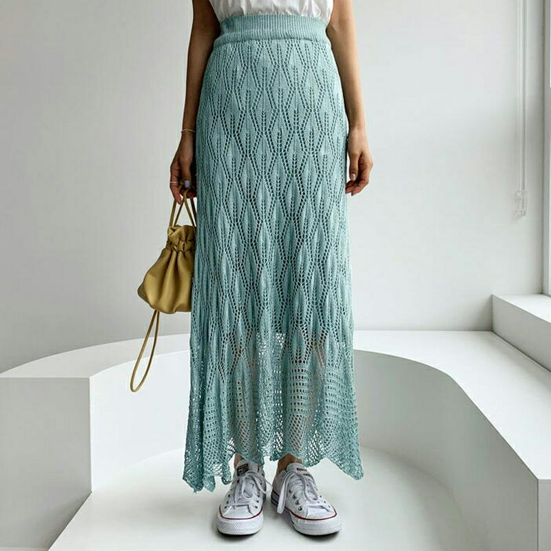 【新作10%OFF】パンチングニットスカート・全3色・b56050 レディース【sk】【韓国 ファッション スカート ロングスカ
