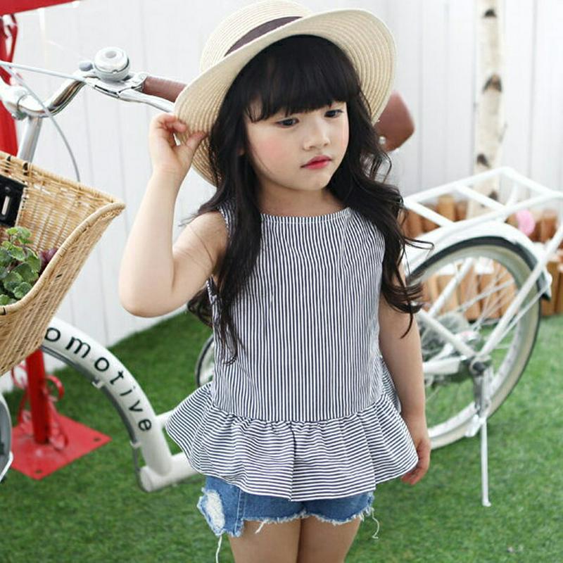 リボンストライプスリーブレス・p004127 キッズ【3~8才】【tops】【トップス スリーブレス ノースリーブ ストライプ 柄 リボン りぼん レイヤード 春 夏 女の子 韓国 韓国子供服 子供 こども 子供服 こども服】【KIDS】
