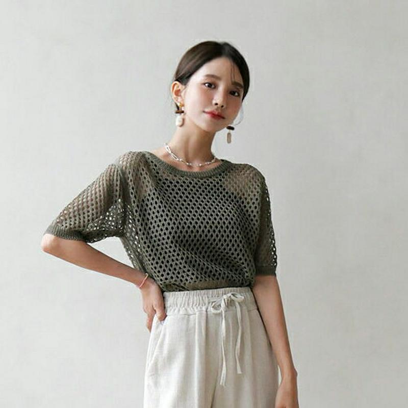 【新作10%OFF】パンチングニット・全4色・b56025 レディース【tops】【韓国 ファッション トップス ニット ニット