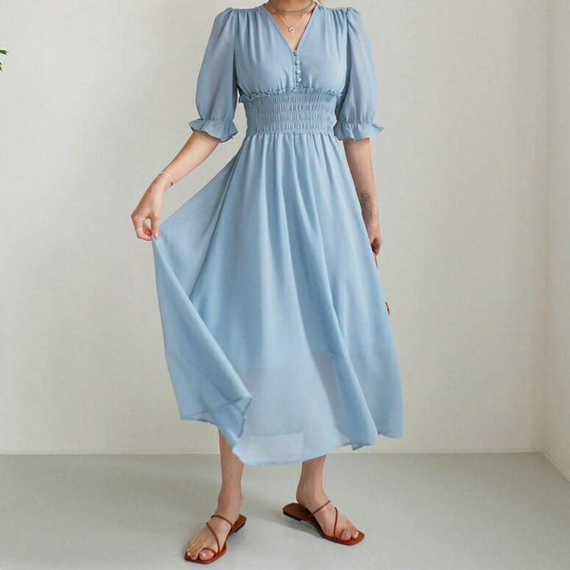 【新作10%OFF】ボタンシャーリングワンピース・全2色・e56038 レディース【ops】【韓国 ファッション ワンピース ロ