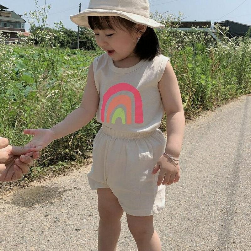 【新作10%OFF】rainbowタンクトップ&パンツSET・u04239 キッズ【3~8才】【set】【セットアップ setu
