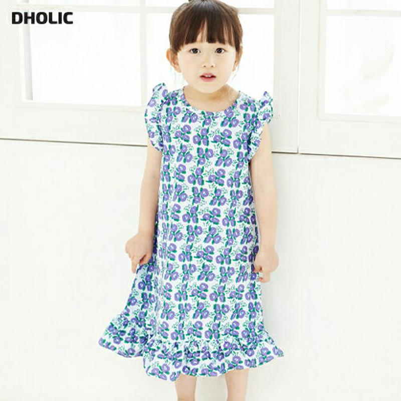 フリル花柄ワンピース・p004114 キッズ【3~8才】【ops】【ワンピース ロング ロングワンピース ショートスリーブ フリル 花柄 フラワー ガーリー 可愛い かわいい 女の子 夏 韓国 韓国子供服 子供 こども 子供服 こども服】【KIDS】