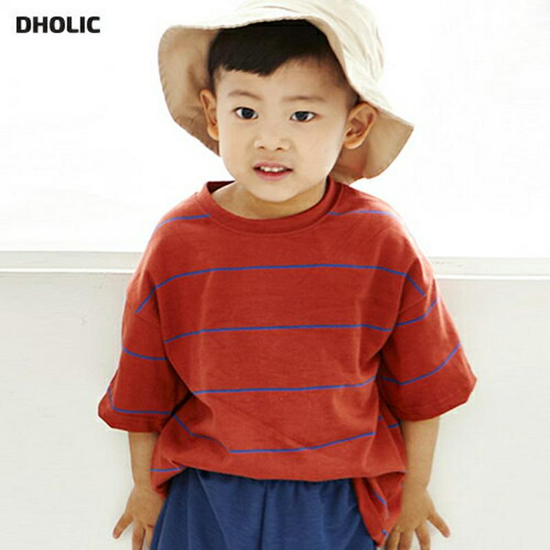 【新作10%OFF】スリムラインボーダーTシャツ・p004130 キッズ【3~8才】【tops】【トップス Tシャツ 半袖 ハー
