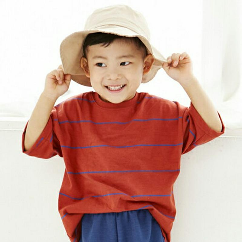 【新作10%OFF】スリムラインボーダーTシャツ・p004130 キッズ【3~8才】【tops】【トップス Tシャツ 半袖 ハー