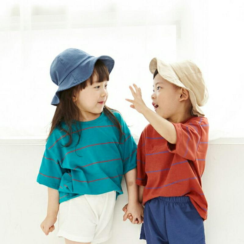 【新作10%OFF】スリムラインボーダーTシャツ・p004130 キッズ【3~8才】【tops】【トップス Tシャツ 半袖 ハー