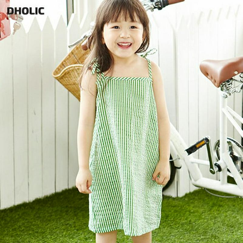 リボンストラップストライプワンピース・p004123 キッズ【3~8才】【ops】【ワンピース ミディ丈 ミディワンピース スリーブレス ノースリーブ キャミソール ストライプ 柄 カジュアル 春 夏 女の子 韓国 韓国子供服 子供 子供服 こども服】【KIDS】