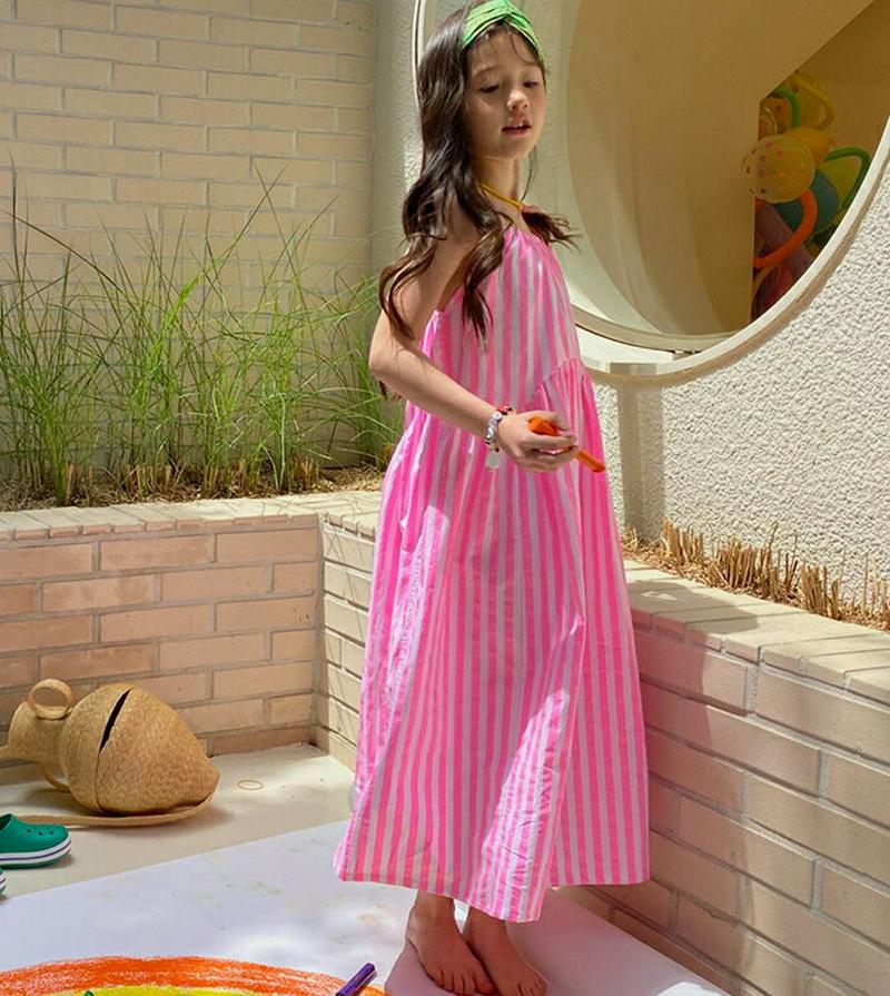 【新作10%OFF】キャミソールストライプワンピース・u04249 キッズ【3~8才】【ops】【ワンピース ロングワンピース 