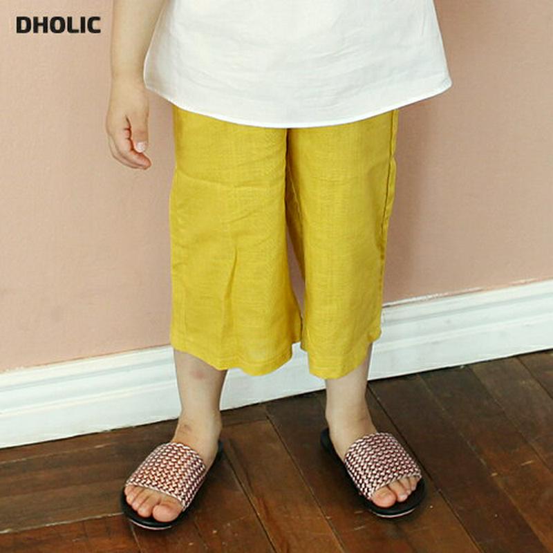 リネン混ワイドクロップドパンツ・p004125 キッズ【3~8才】【pt】【パンツ ズボン ワイドパンツ ワイド クロップド丈 クロップド リネン 単色 無地 シンプル カジュアル 女の子 男の子 春 夏 韓国 韓国子供服 子供 こども 子供服 こども服】【KIDS】