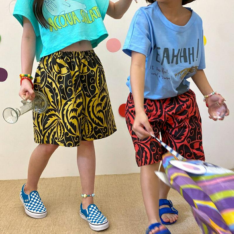 【新作10%OFF】パターンショート丈パンツ・u04236 キッズ【3~8才】【pt】【ショートパンツ 短パン ハーフパンツ 半
