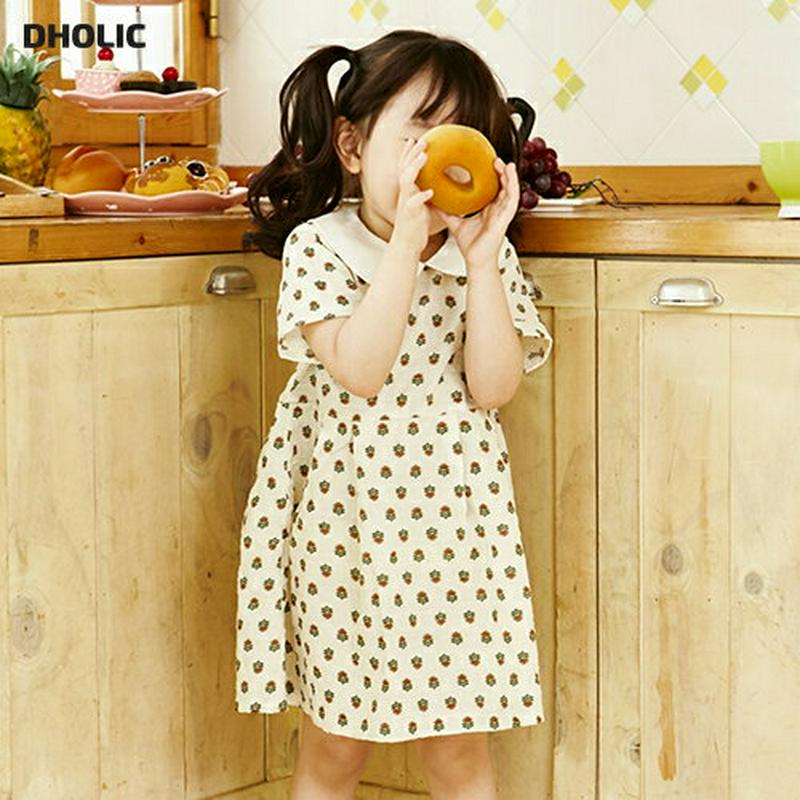 ラウンドカラー花柄ワンピース・p004117 キッズ【3~8才】【ops】【ワンピース ミディ丈 ミディワンピース 半袖 ハーフスリーブ 花柄 フラワー 丸襟 可愛い かわいい 女の子 春 夏 韓国 韓国子供服 子供 こども 子供服 こども服】【KIDS】