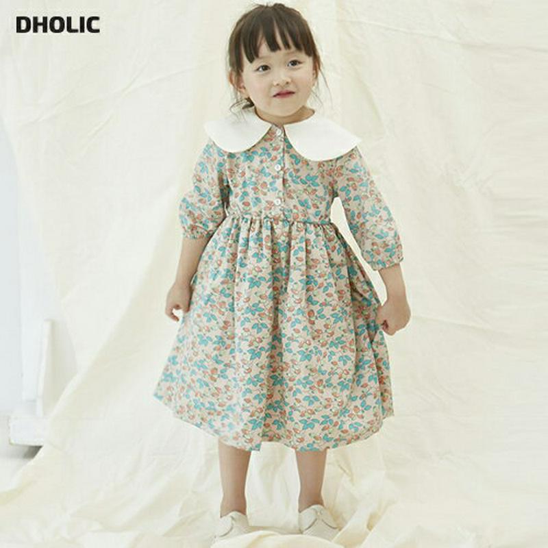 コントラストラウンドカラーワンピース・p004118 キッズ【3~8才】【ops】【ワンピース ミディ丈 ミディワンピース　七分丈 七分袖 半端丈 7分袖 7分丈 韓国 韓国子供服 子供 こども 子供服 こども服】【KIDS】