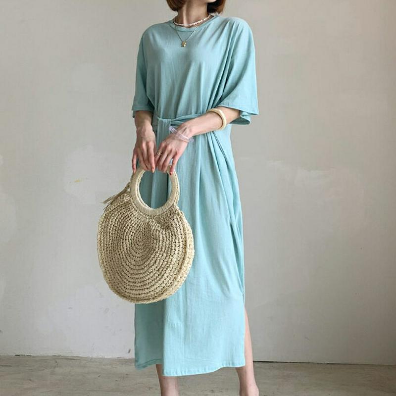 【只今10%OFF】ウエストタイスリットワンピース・全3色・t55943 レディース【ops】【韓国 ファッション ワンピース 