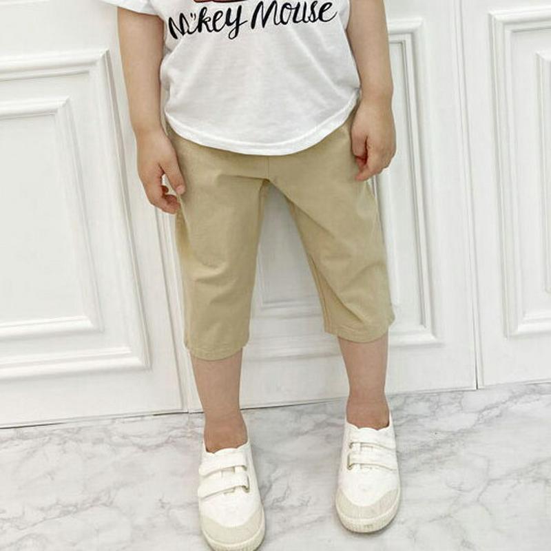 リネンブレンドクロップドパンツ・p004275・キッズ 【3~8才】【pt】【韓国 ファッション ボトムス パンツ ロング クロップド 八分丈 スラウチ テーパード 無地 リネン 麻 子供 子供服 小学生 夏】【KIDS】
