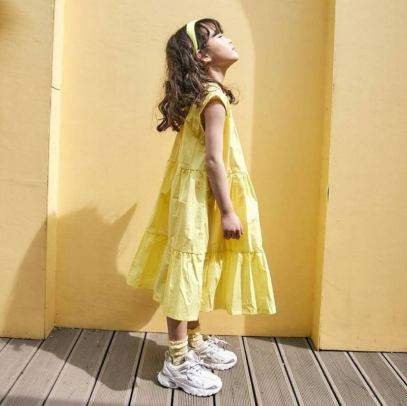 ティアードスリーブレスワンピース・u04069・キッズ 【3~8才】【ops】【韓国 ファッション ワンピース ロング ミディ 