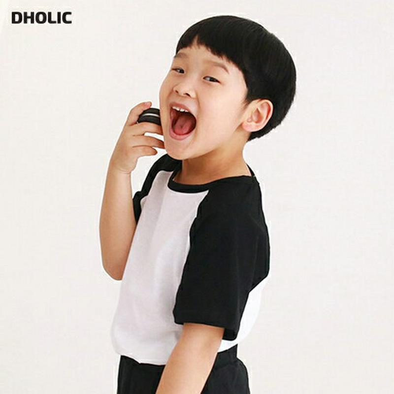 ハーフラグランTシャツ・u04217・キッズ 【3~8才】【tops】【韓国 ファッション トップス Tシャツ カットソー 半袖