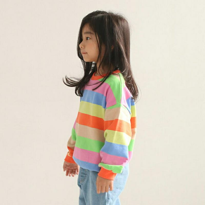 カラフルボーダースウェット・u04158・キッズ 【3~8才】【tops】【韓国 ファッション トップス スウェット トレーナー