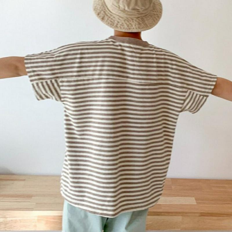 3TYPEボーダーTシャツ・u04075・キッズ 【3~8才】【tops】【韓国 ファッション トップス Tシャツ カットソー 