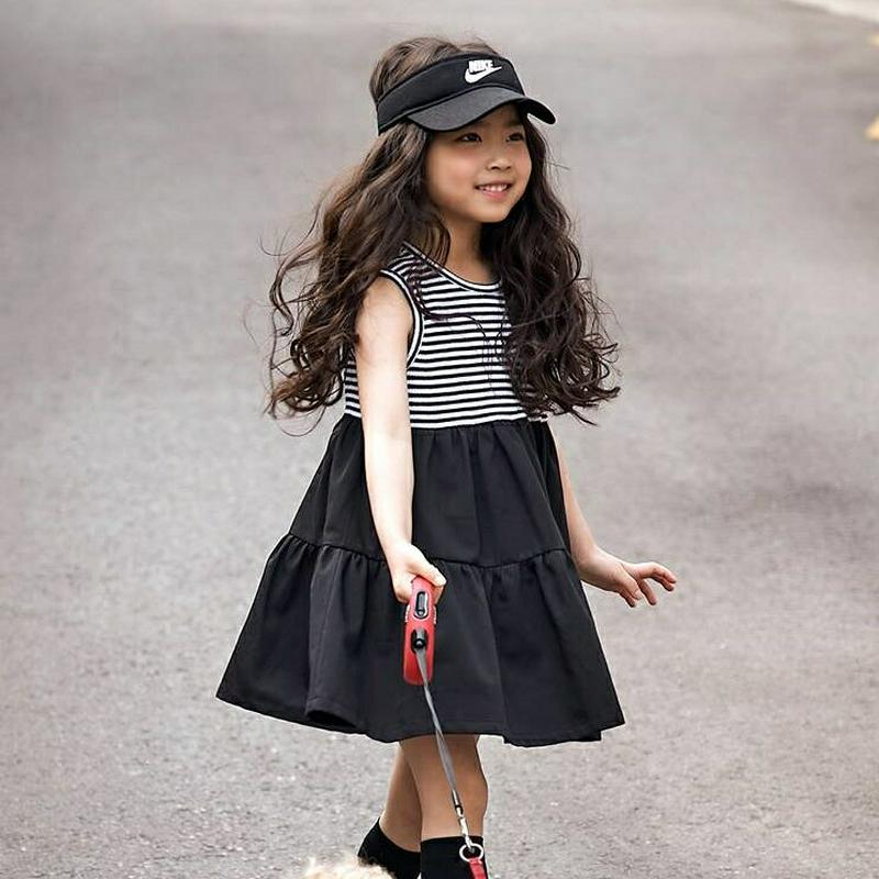 ボーダーティアードワンピース・u04053・キッズ 【3~8才】【ops】【韓国 ファッション ワンピース ロング ミディ 膝丈