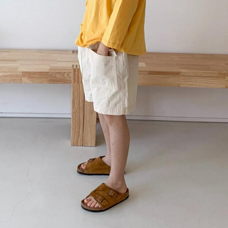 サイドボタンショートパンツ・u04073・キッズ 【3~8才】【pt】【韓国 ファッション ボトムス パンツ ハーフ ショート 