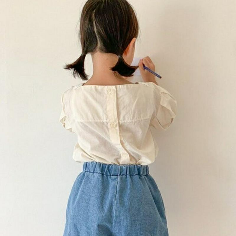 パフスリーブレースタックブラウス・u04098・キッズ 【3~8才】【bl】【韓国 ファッション トップス ブラウス ハーフスリ