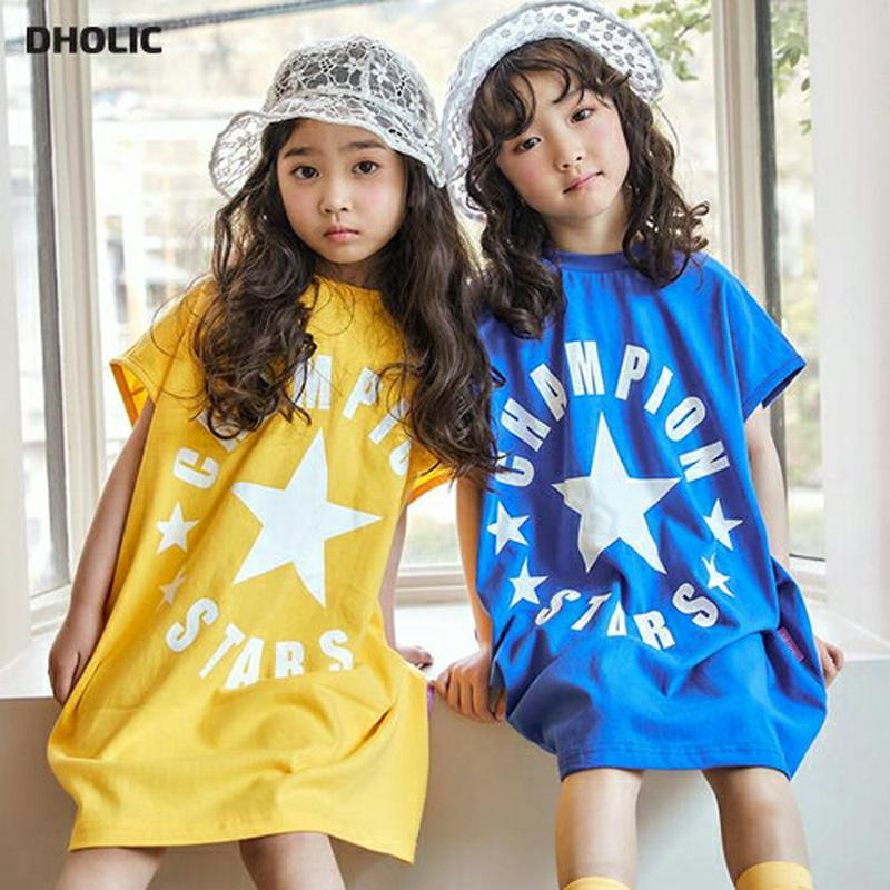 スターレタリングプリントワンピース・u04064・キッズ 【3~8才】【ops】【韓国 ファッション ワンピース ロング ミディ