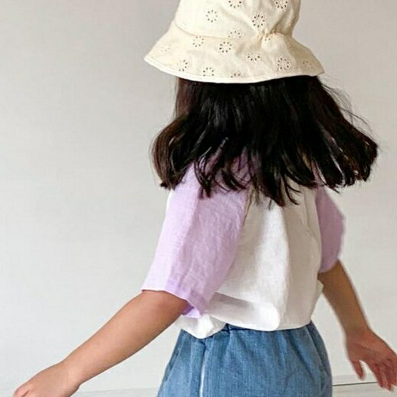 ラグランスリーブバックボタンTシャツ・u04100・キッズ 【3~8才】【tops】【韓国 ファッション トップス Tシャツ カ