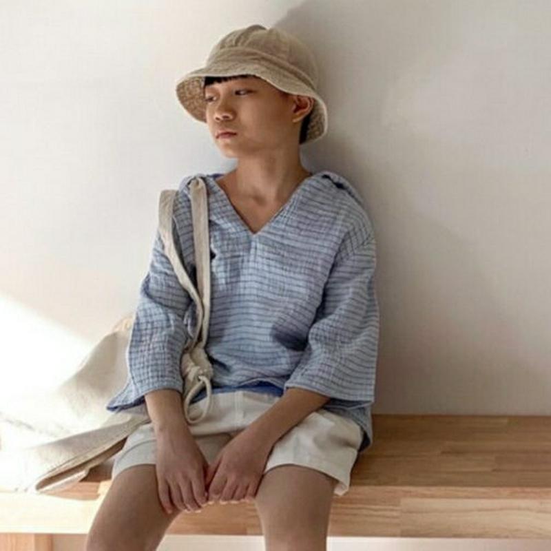 2TYPEVネックフーデットTシャツ・u04079・キッズ 【3~8才】【tops】【韓国 ファッション トップス Tシャツ カ