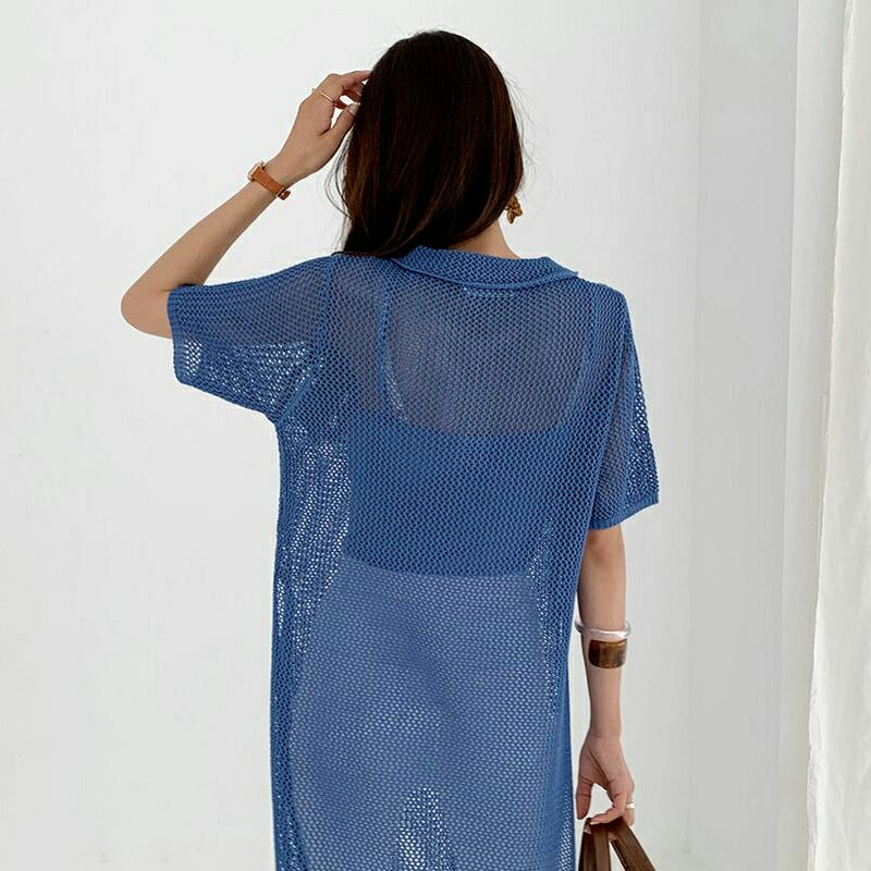 シアーカラーロングニット・全3色・b56472 レディース【tops】【韓国 ファッション トップス ニット ニットトップス 半