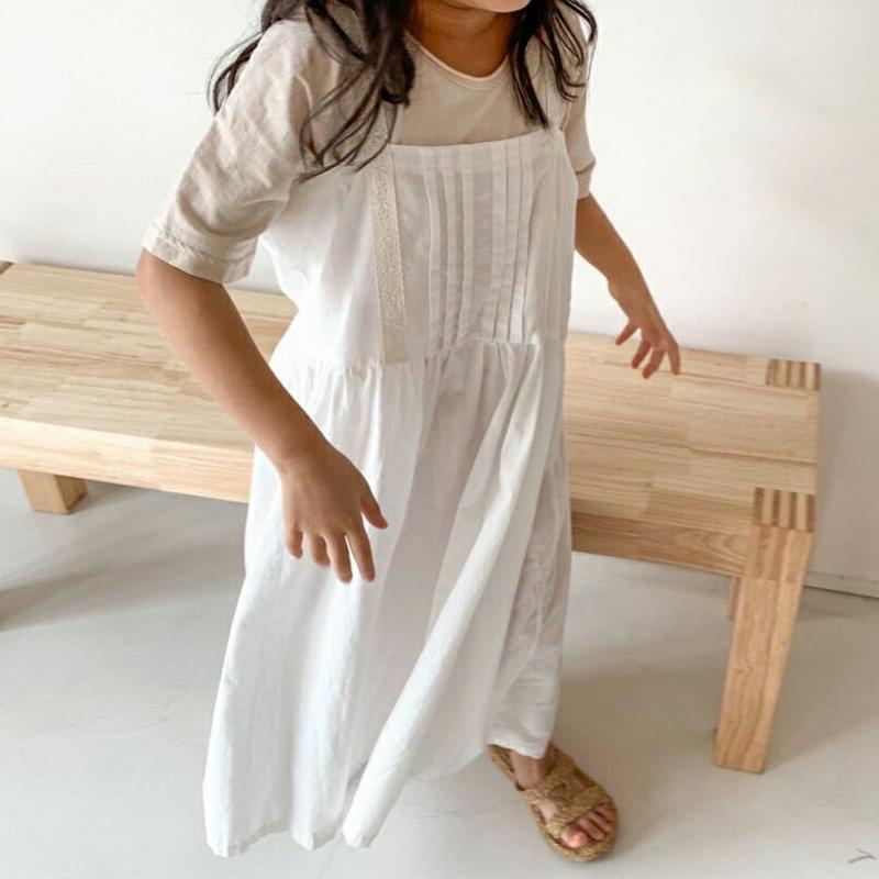 レースストラップワンピース・u04092・キッズ 【3~8才】【ops】【韓国 ファッション ワンピース ロング ミディ 膝丈 