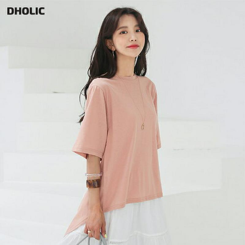アンバランスバックスリットTシャツ・全4色・t56468 レディース【tops】【韓国 ファッション トップス Tシャツ 半袖 