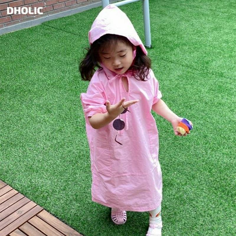 コットンフーデットワンピース・u04070・キッズ 【3~8才】【ops】【韓国 ファッション ワンピース ロング マキシ フー