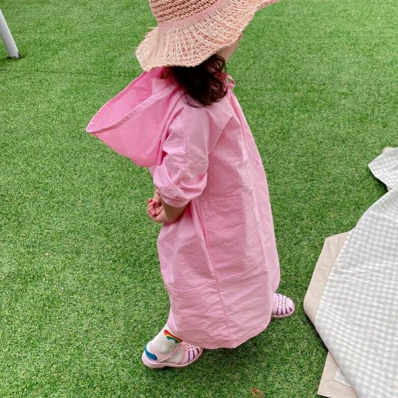 コットンフーデットワンピース・u04070・キッズ 【3~8才】【ops】【韓国 ファッション ワンピース ロング マキシ フー