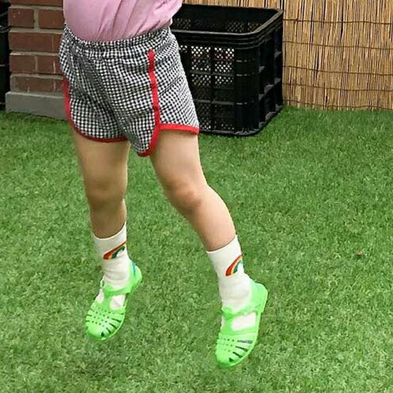 配色ラインチェックショートパンツ・u04080・キッズ 【3~8才】【pt】【韓国 ファッション ボトムス パンツ ハーフ ショ