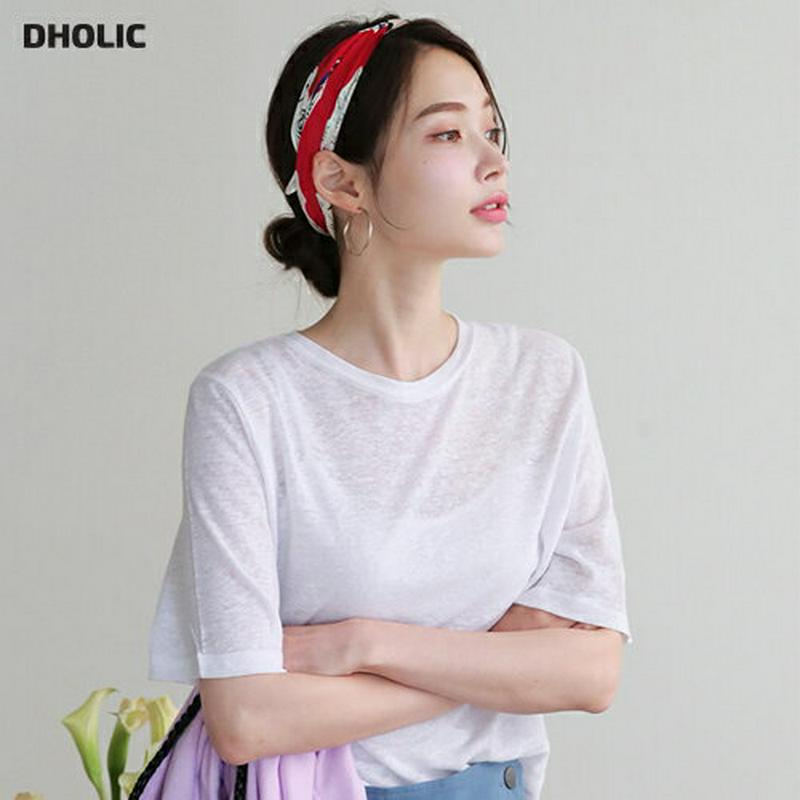 リネン混バックスリットTシャツ・全5色・t63020 レディース【tops】【韓国 ファッション トップス Tシャツ 半袖 ハー