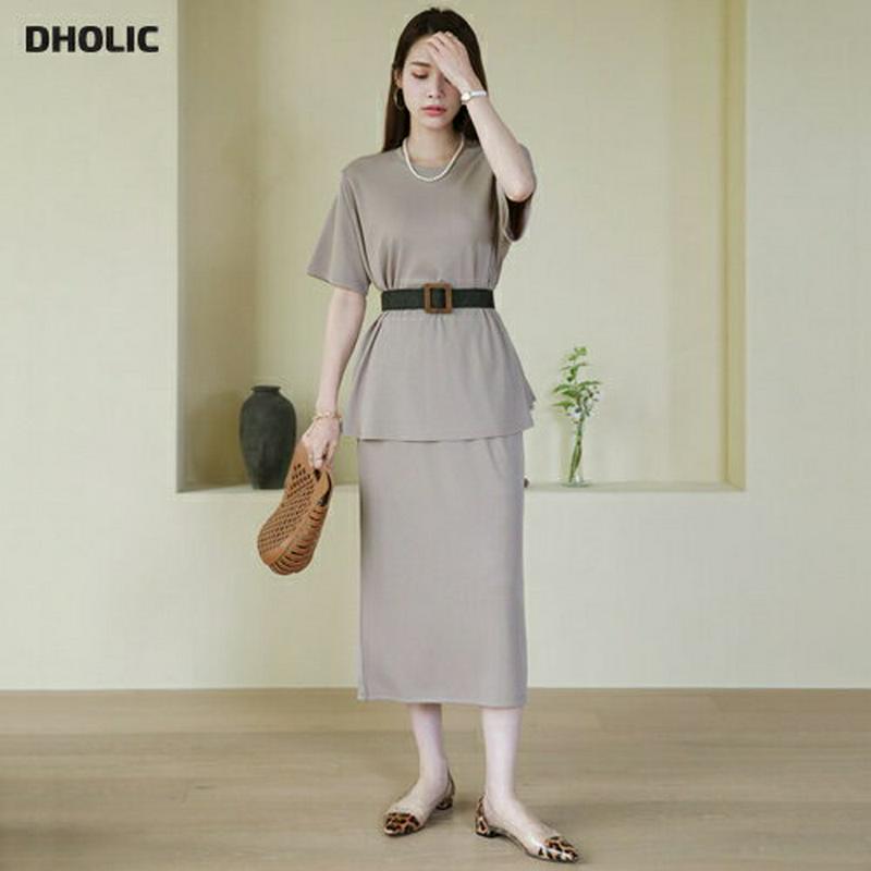 フレアTシャツ&スカートSET・全3色・b62970 レディース【ops】【韓国 ファッション　セットアップ setup トップ