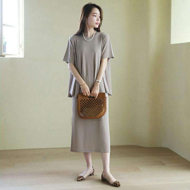 フレアTシャツ&スカートSET・全3色・b62970 レディース【ops】【韓国 ファッション　セットアップ setup トップ